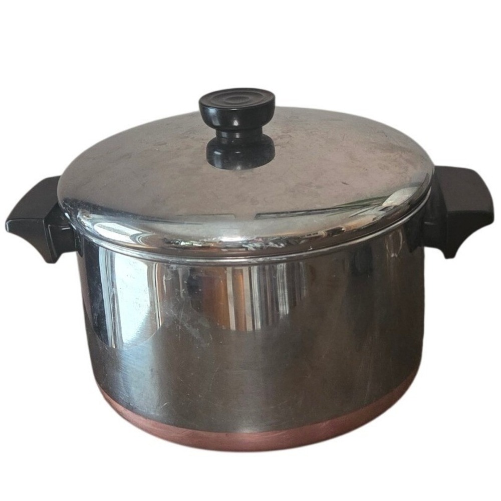 Vintage Revere Ware 4 Quart Dutch Oven / Saucepan w/ Lid Copper Bottom USA‎